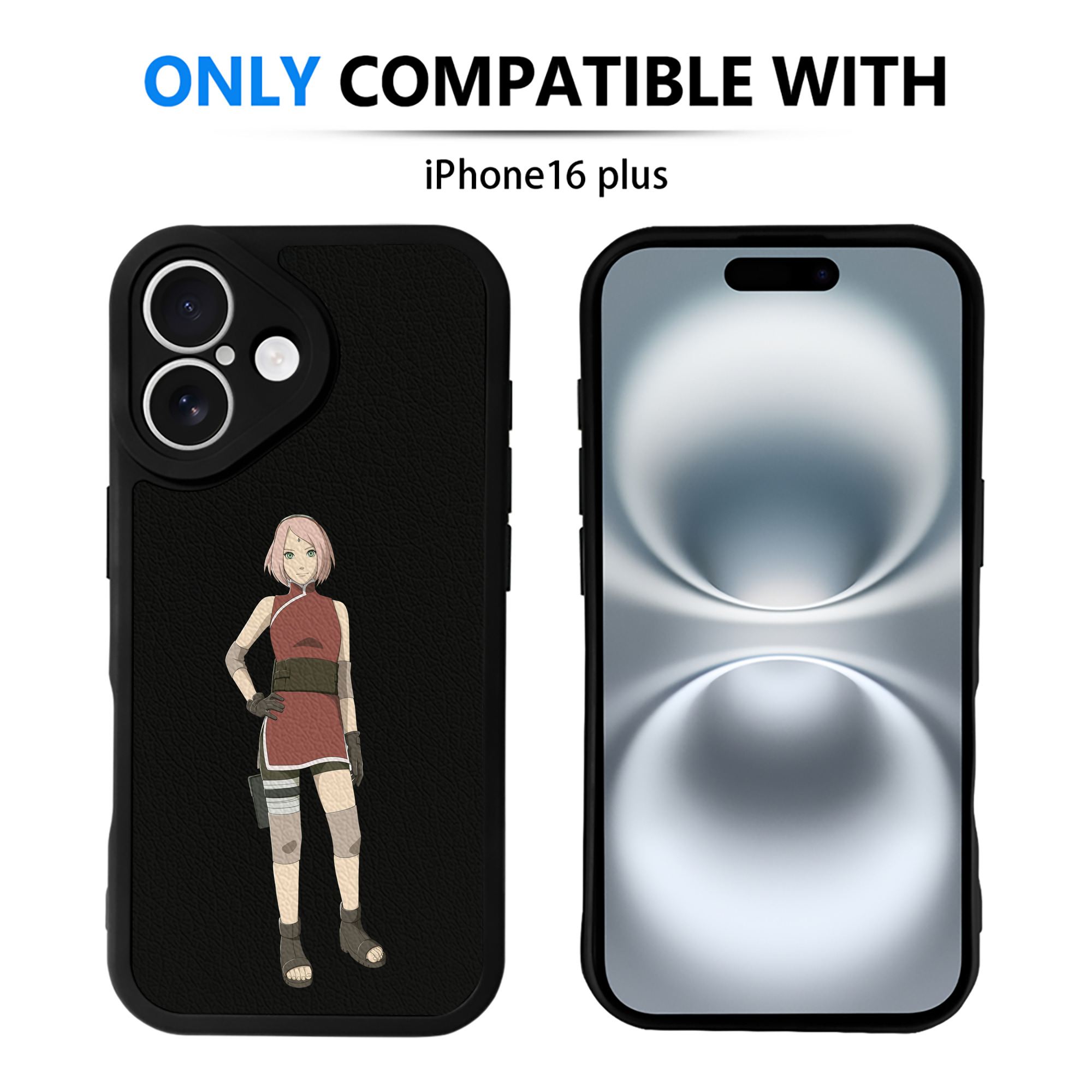（画像用） NARUTO -ナルト- 春野サクラ Haruno Sakura 【iPhone 16シリーズ対応】シリコンスマホケース（レザー調） 材質：シリコン